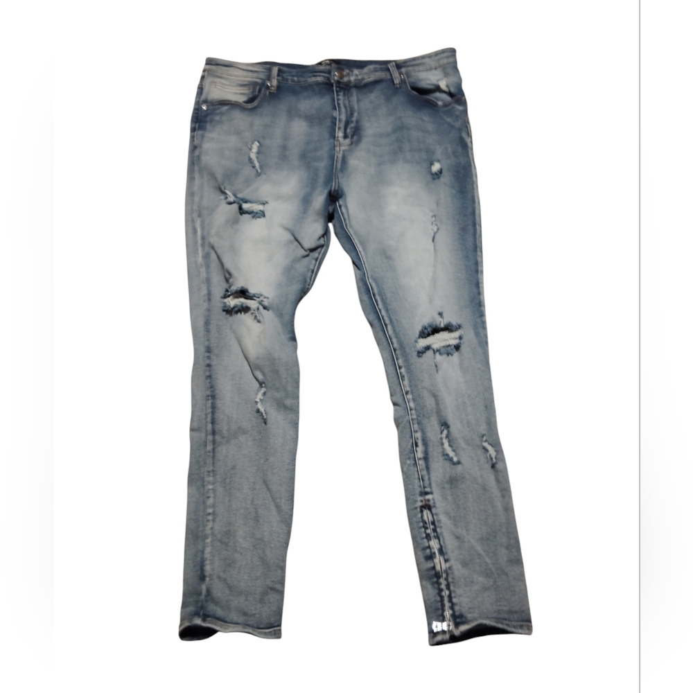 Novamen Jeans Ripped Faded Ankle Zipper Jeans Men's Size 42
